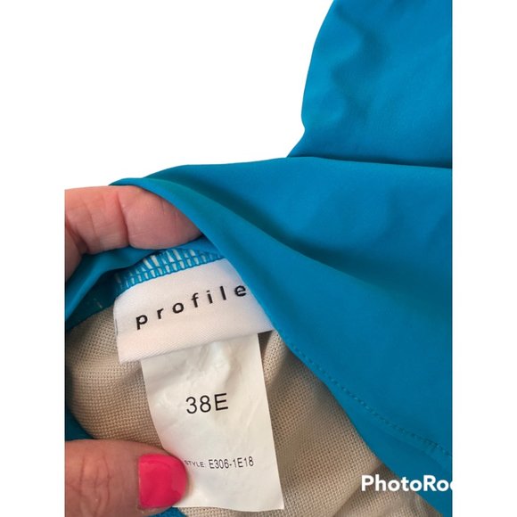 Profile by Gottex Women's Turquoise Tankini Top, Size 38E - Picture 3 of 7